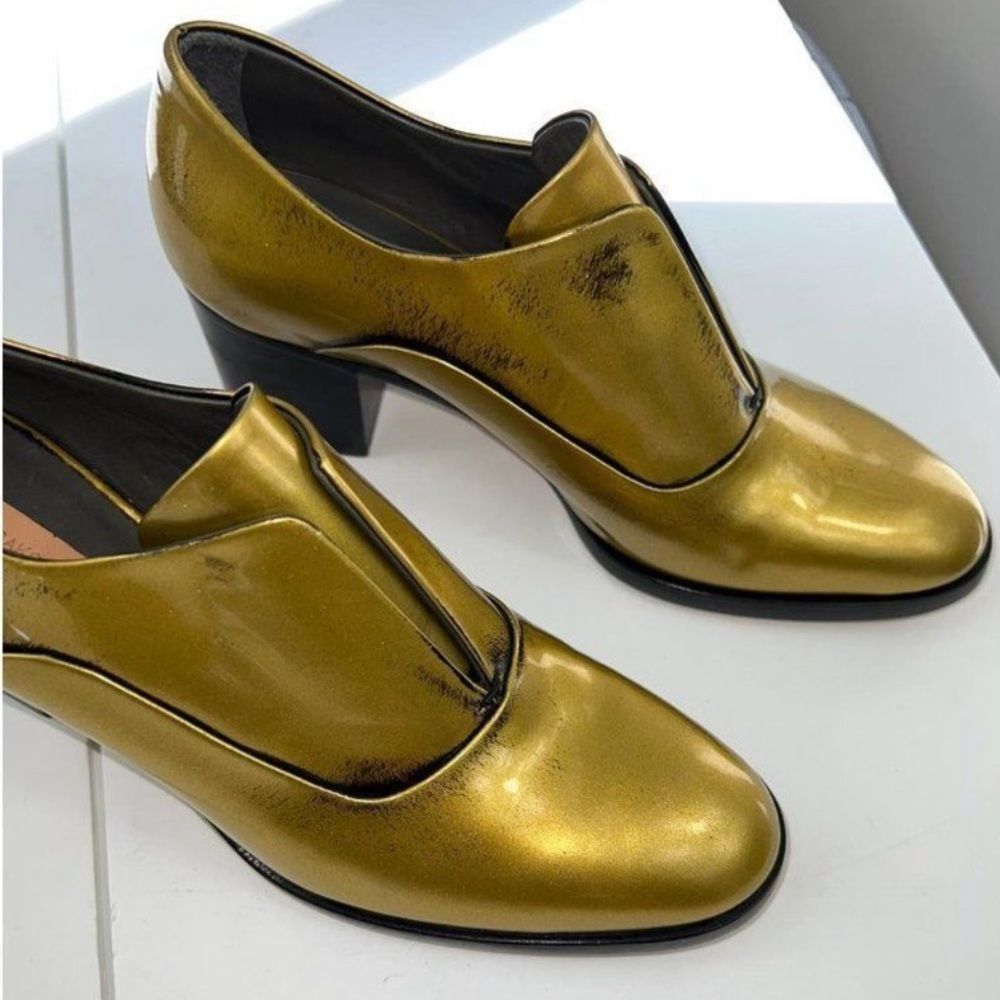 REED KRAKOFF Gold Mirror Slip-on Loafers Size EU37
